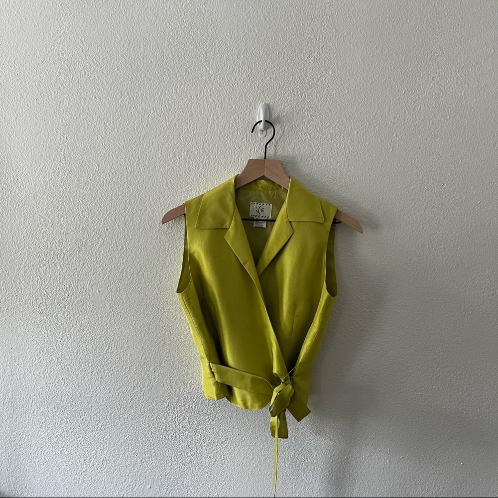 Lime Tie Front Blouse